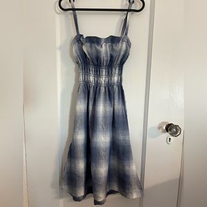 Reformation Blue Plaid Linen Dress